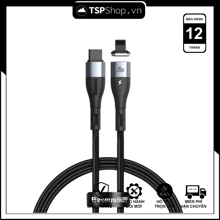 Dây sạc nhanh iphone pd 20w baseus - cáp nam châm baseus type c to lightning 20w - sạc nhanh cho iphone 12/11/x - hàng nhập khẩu