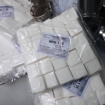 Gói 500 gam - Bông y tế Bảo Thạch - Bông gòn cắt miếng sẵn 6x6cm