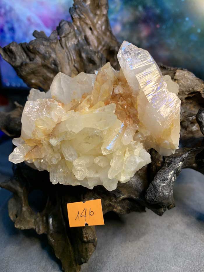 Đá thạch Anh VÀNG tán sắc pha lê tự nhiên trong suốt vàng Citrine thanh tẩy thiền định tarot cực mạnh Clear Quartz Natural 146