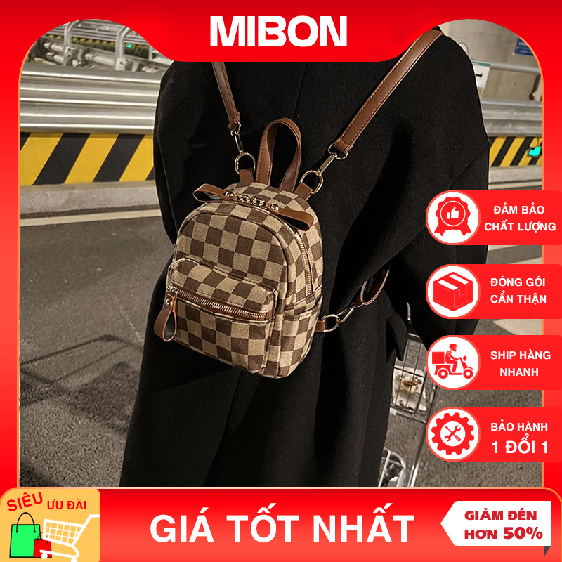 Balo nữ, balo mini thời trang dạ kẻ caro đi học đi chơi đựng đồ cá nhân