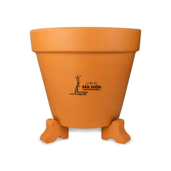 Bộ 3 chân kê chậu trồng cây bằng gốm đất nung (set 3 terracotta pot feet) size NHỎ (7x2.7x4cm) - gốm sứ sân vườn Bình Dương