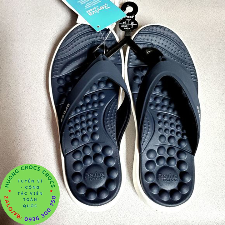 DÉP XỎ NGÓN NHỰA ĐI MƯA -CROCS-REVIVA CHO NAM MÀU navy