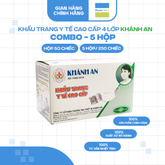 Combo 5 Hộp Khẩu Trang Y Tế Cao Cấp Khánh An (Hộp 50 Chiếc)