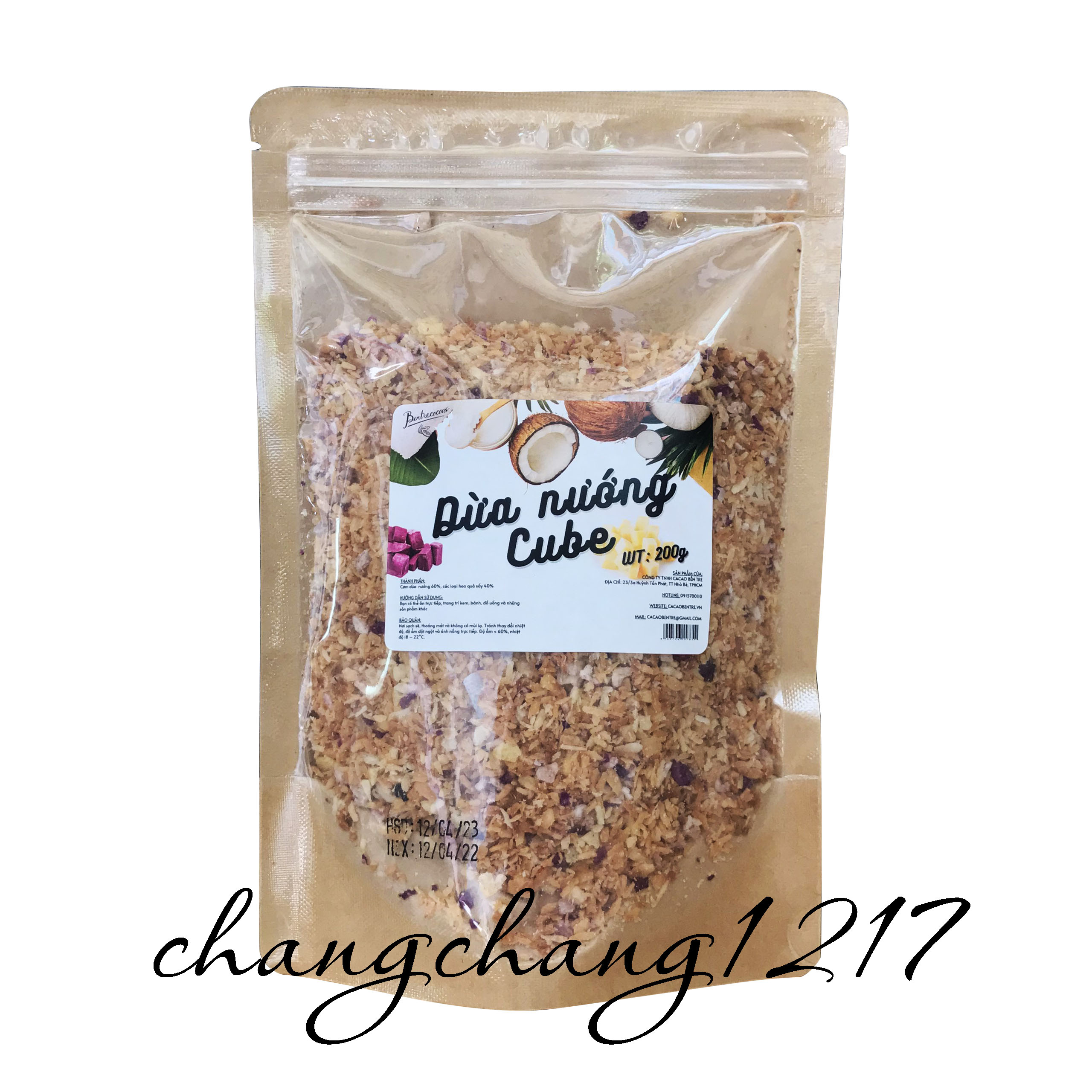 Mứt vụn dừa nướng cube gói 200gr