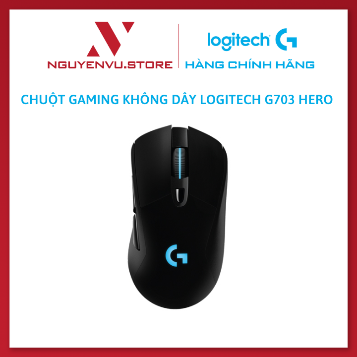 Chuột gaming không dây lightspeed rgb logitech g703 - cảm biến hero 25k, nhẹ 95g+10g cân tùy chỉnh,pin 60h,pc/mac - hàng chính hãng
