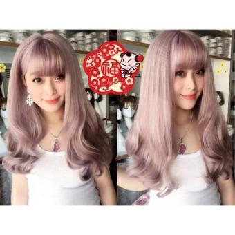 Tóc giả nguyên đầu hồng khói lửng 50cm