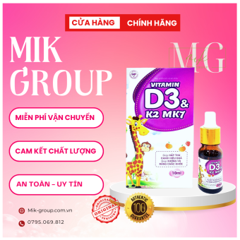 Vitamin D3k2 MK7.Tăng Cường Hấp Thu Canxi Giúp Xương Răng Chắc Khỏe .Lọ 10ml