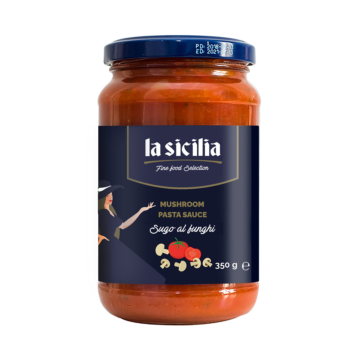Sốt cà chua nấm lasicilia 350gr italia chuyên cho pasta – lasicilia tomato with mushroom sauce.