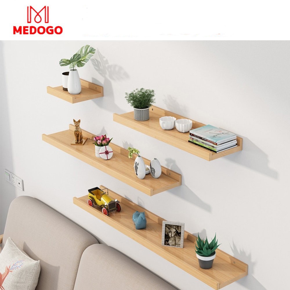 Kệ gỗ treo tường trang trí, kệ trang trí MEDOGO, decor phòng ngủ, phòng khách, thanh gỗ treo tường