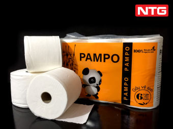Lốc 6 cuộn Giấy vệ sinh PAMPO, 3 lớp, Siêu Mịn, Siêu Dai, cuốn chặt lên đến 250 tờ 3 lớp