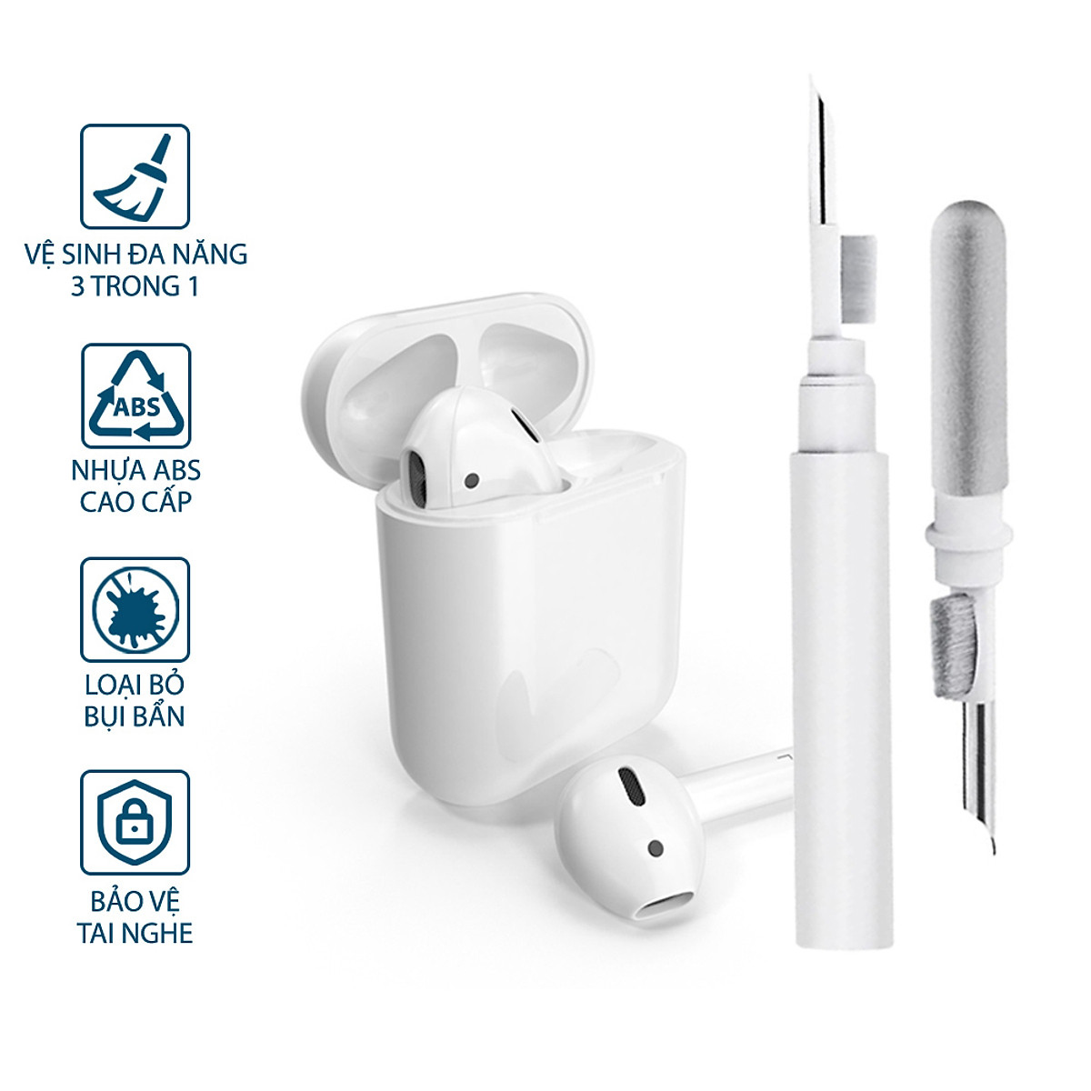 Bút Vệ Sinh Tai Nghe Làm Sạch Airpod Bluetooth Không Dây Điện Thoại Máy Ảnh 3 Trong 1 Cao Cấp Không Bụi Bẩn Hộp Đựng Loa