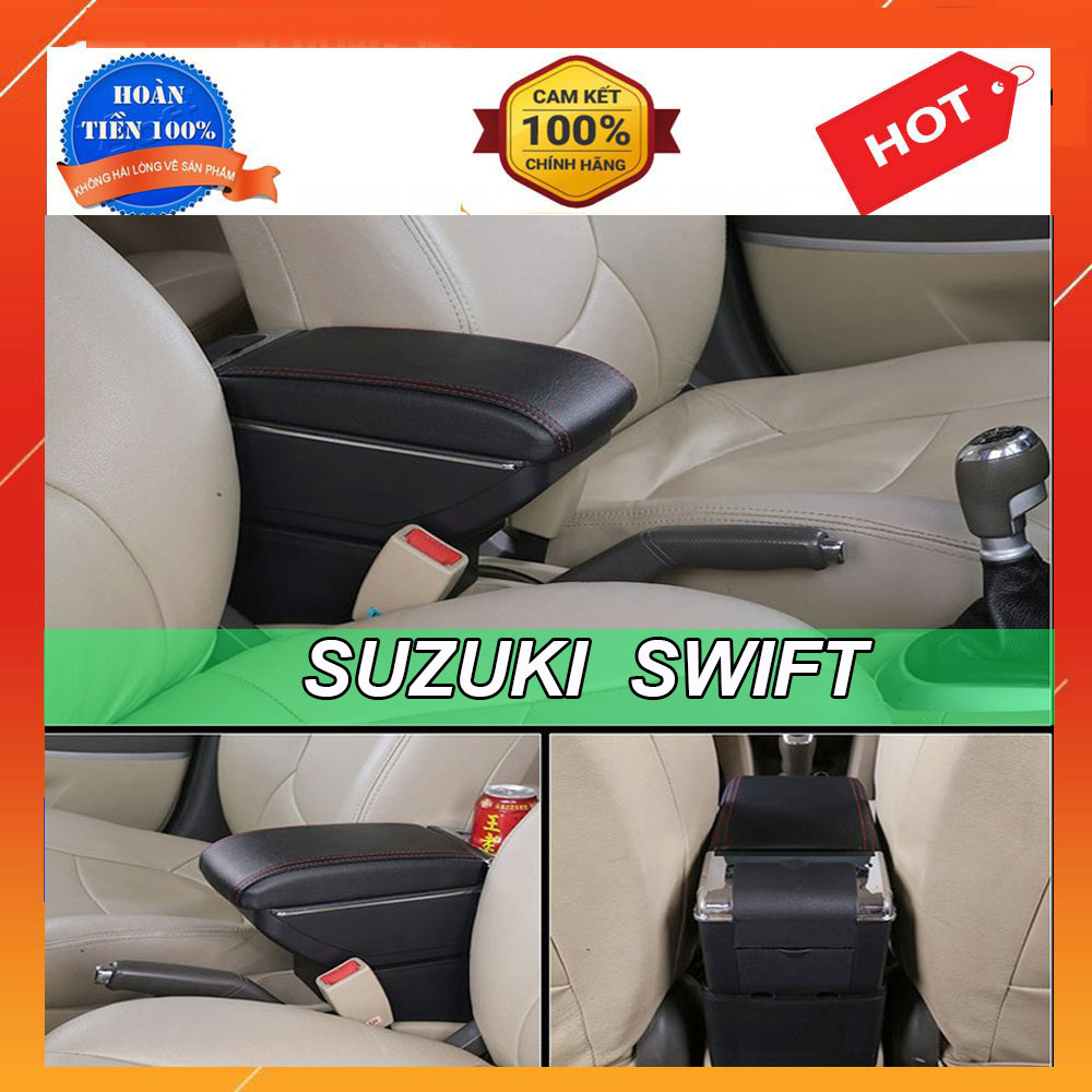 Hôp tỳ tay xe Suzuki SWIFT Màu Đen, M02 Có Cổng Sạc USB Tiện Dụng, Dễ Dàng Lắp Đặt