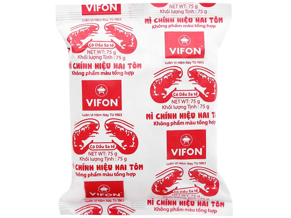 Thùng 30 gói mì hai tôm vifon 75g , loại gói lớn, loại 1