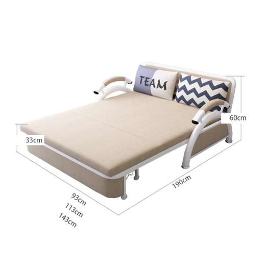 Có Video] Giường Đa Năng Nệm Cao Su Kiêm Ghế Sofa Giường 1m95 x 1m32 Khung Hợp Kim Thép Không Gỉ ( tặng kèm 2 gối trị giá 500k