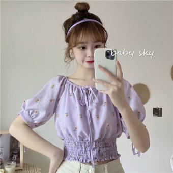 Áo Kiểu Nữ Tay Lỡ Trễ Vai Phối Dây Rút Chất Von Dầy Dặn Mịn , Mặc Nhà Dạo Phố Dễ Chịu .TTGR