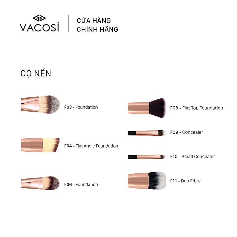 Cọ trang điểm nền vacosi - f03 / f04 / f06 / f08 / f09