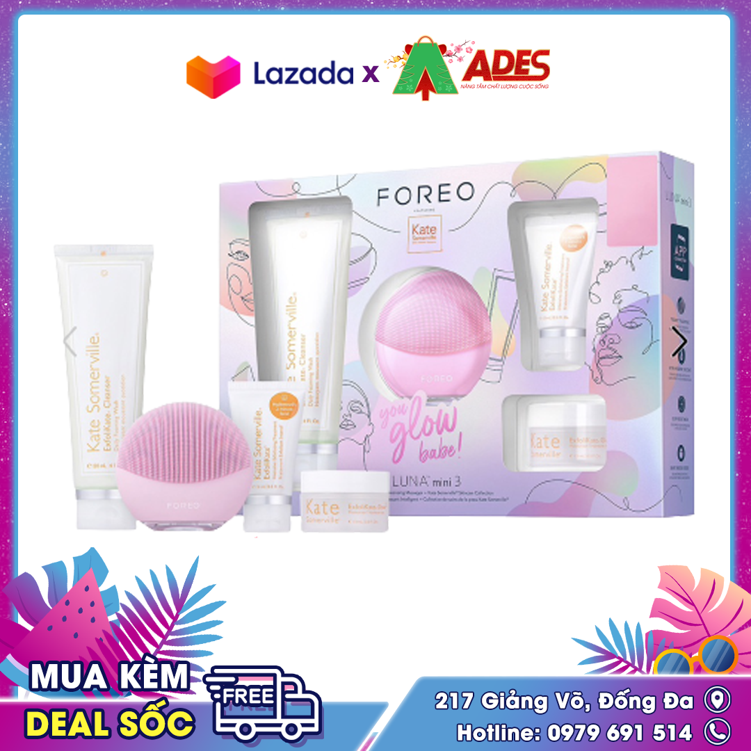 Set làm đẹp FOREO KATE gồm máy rửa mặt Foreo Luna Mini 3 và dưỡng da Kate Somerville - Hàng chính hãng