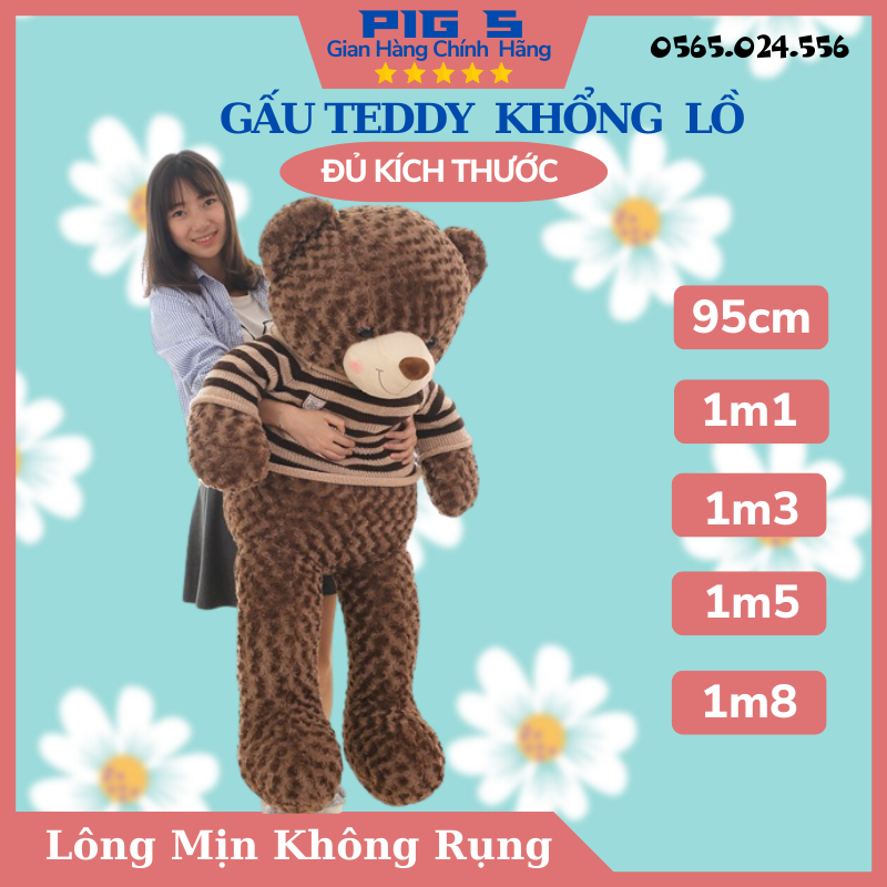 Gấu bông teddy lông xoắn mềm mịn nhồi bông cao cấp kích thước khổng lồ