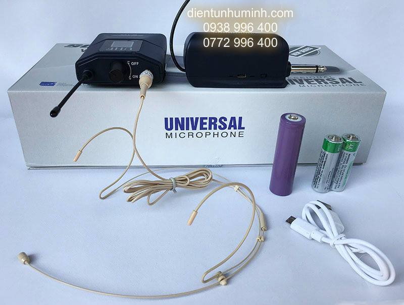 Micro không dây Đeo tai hạt gạo UHF W-14A tặng kèm micro cài cổ áo