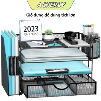 Kệ Đựng Tài Liệu-Hộp đựng hồ sơ để bàn có thêm 1 ngăn kéo và 2 hộp đựng bút