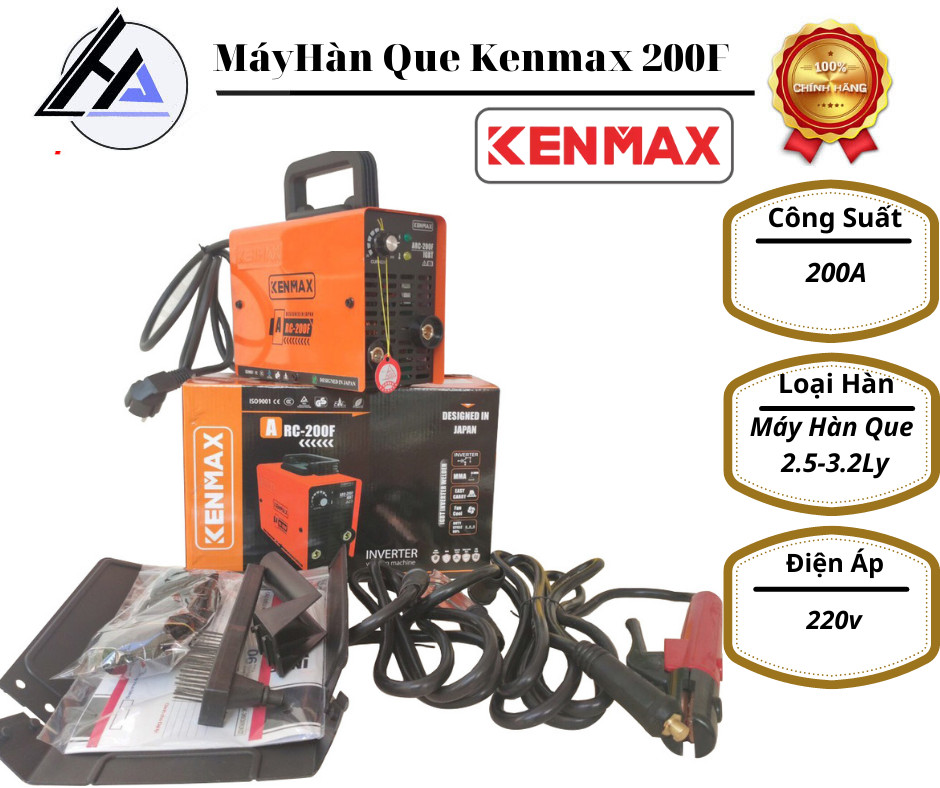 Máy hàn điện tử mini kenmax arc-200f-igbt inverter-bảo hành 12 tháng-đầy đủ phụ kiện