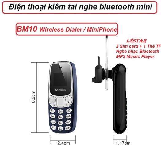 Điện thoại mini  siêu nhỏ  bm10 2 sim siêu dễ thương