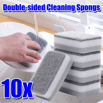 Bộ 10 miếng bọt biển rửa nồi đĩa Miếng bọt rửa chén bát hai mặt dụng cụ Miếng Cọ Rửa bàn chải Bộ đồ ăn nhà bếp