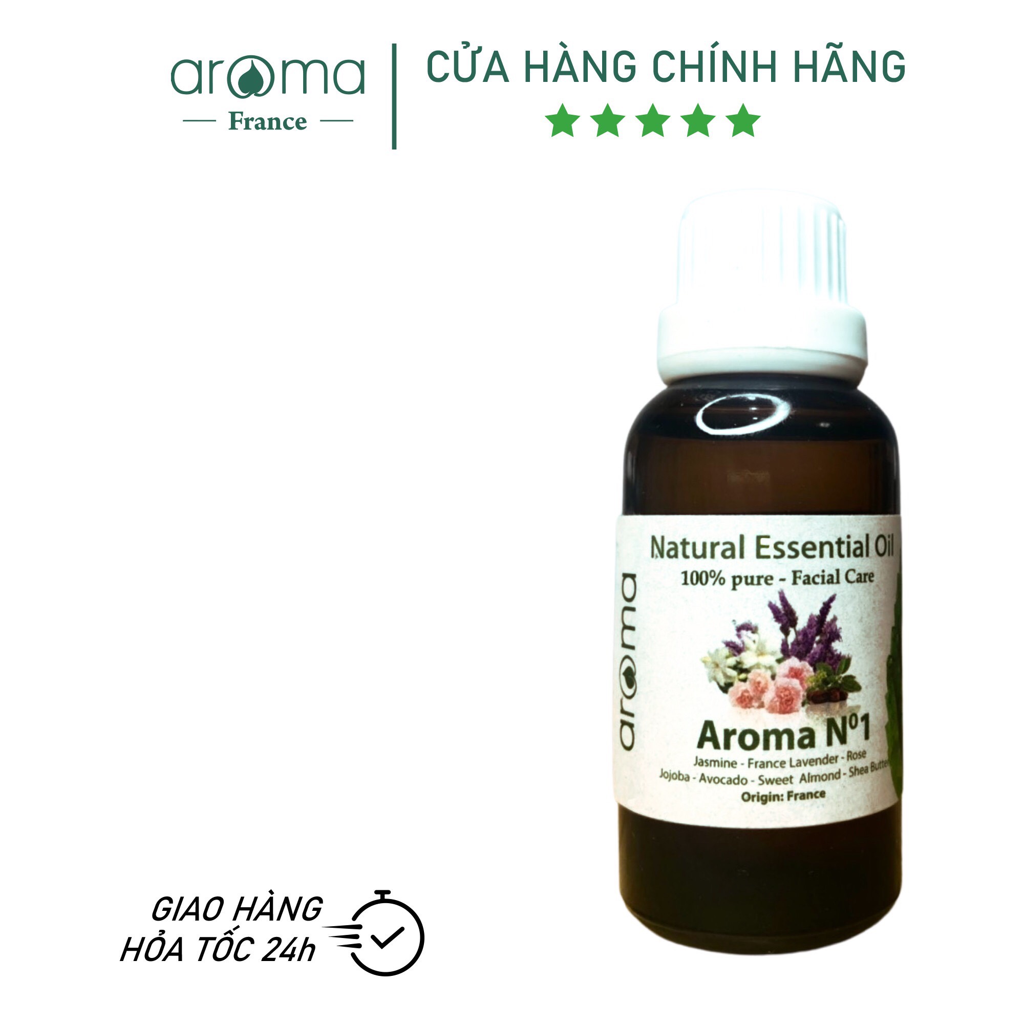 Dầu Massage Mặt Aroma Căng Bóng Sáng Mịn Dưỡng ẩm da Aroma N1 hoa lài oải hương hoa hồng 15ml - 100ml