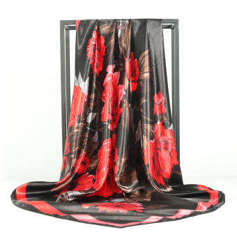 Khăn Choàng Lụa Hoa Màu Sáng Khăn Trùm Đầu Nữ Kiểu Nga Khăn Quàng Vuông Lớn In Satin 90Cm Làm Quà Tặng Của Mẹ Tudung Bawal