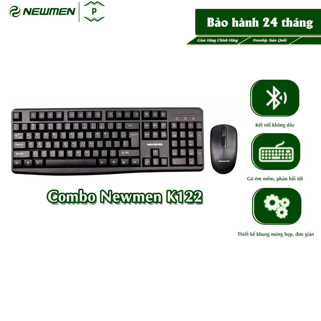 Bộ bàn phím chuột máy tính không dây newmen k122 - hàng chính hãng