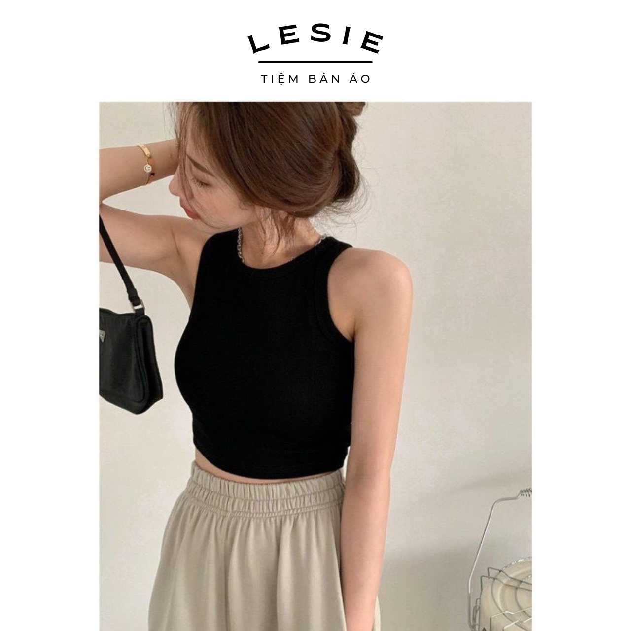 Áo basic croptop thun gân body - leise