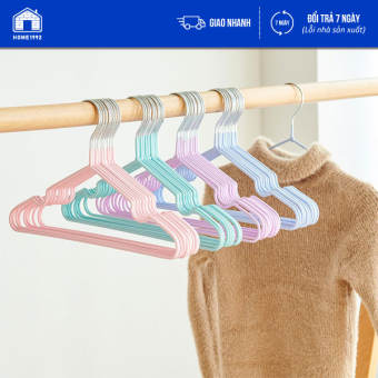 Set 10 móc treo quần áo thép không gỉ bọc nhựa bọc nhựa