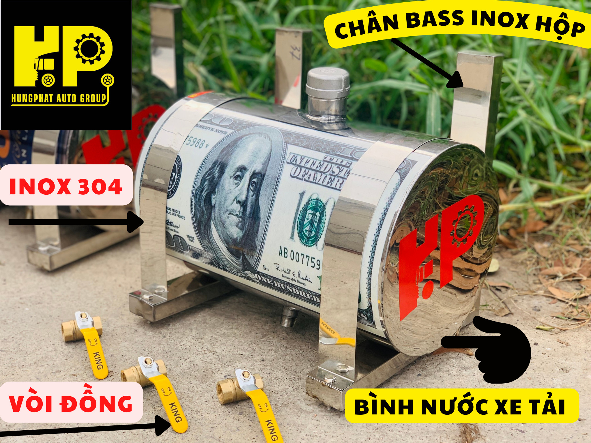 [XE TẢI ] BÌNH NƯỚC RỬA TAY INOX 60 LÍT (35x60cm)DÀNH CHO XE TẢI - HÀNG GIA CÔNG CHUẨN XỊN( MUA 1 BÌNH NƯỚC TẶNG 1 BASS + 1 VÒI INOX)