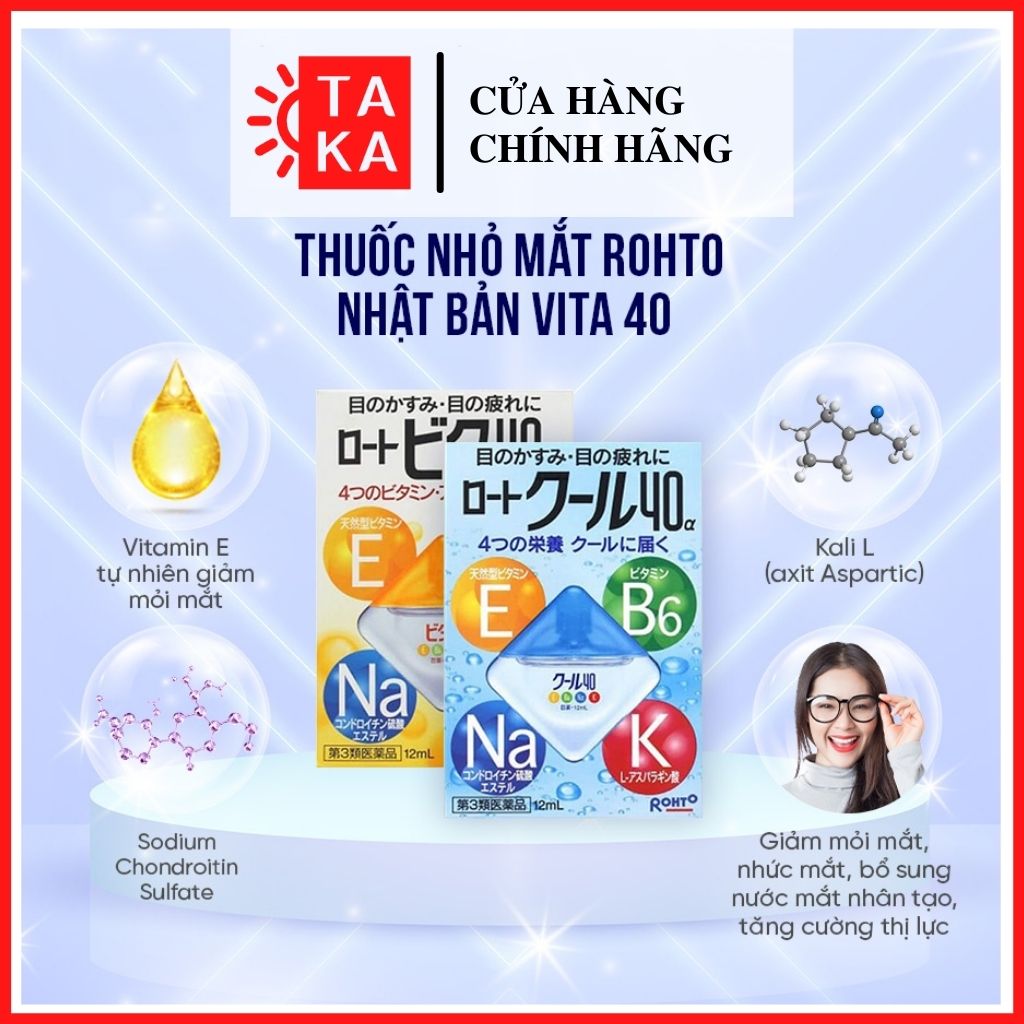 Thuốc nhỏ mắt Rohto Nhật Bản Vita 40 bổ xung vitamin (12ml)