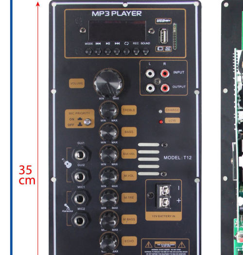 Bo Mạch Loa Kéo T12  120w đánh Bass 3 tấc đôi, 4 Tấc đơn, kích thước 14.5 * 35