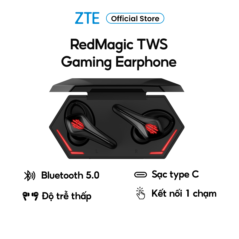 Tai nghe Bluetooth ZTE Nubia RedMagic Gaming Earphone 39ms - Bluetooth 5.0 Sạc type C - Chính hãng