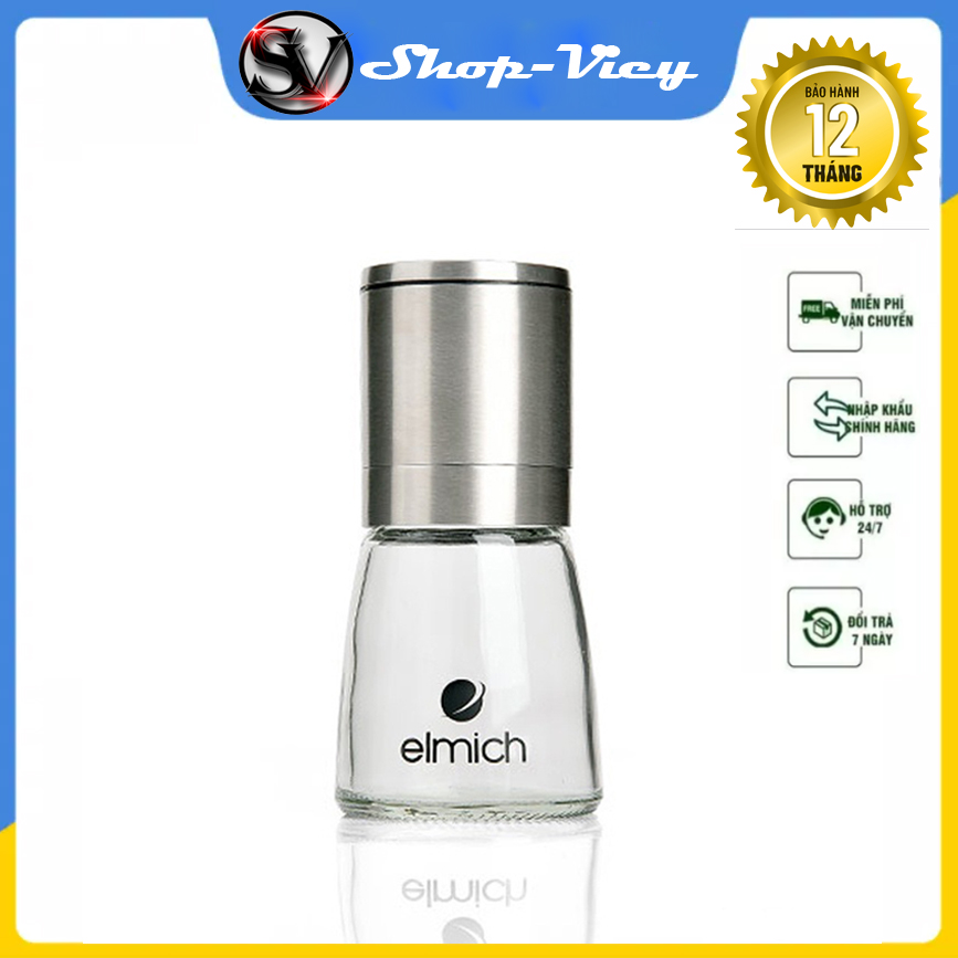 Lọ Xay Tiêu Vặn Tay Elmich EL7155 - Cối Xay Tiêu Thủy Tinh Thiết Kế Nhỏ Gọn Đẹp Mắc Lưỡi Nghiền Chuyên Dụng Xay Nhanh Giúp Hạt Tiêu Nhuyễn Mịn, Thân Xay Làm Từ Inox Siêu Bền Sáng Bóng - Dụng Cụ Xay Tiêu