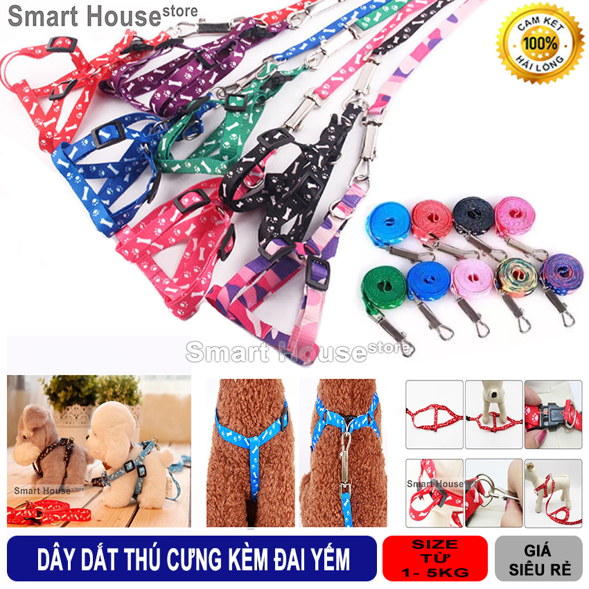 Dây Dắt Chó Đai Yếm Dễ Thương cho Thú Cưng Nhỏ 1- 5 Kg - Loại Mềm - Phụ Kiện Thú Cưng cho Chó, Mèo Nhỏ - Phụ Kiện Giá Rẻ
