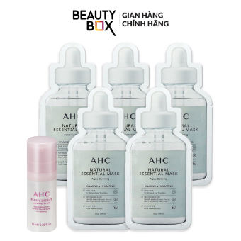 Combo Tinh Chất Dưỡng Sáng Da AHC 10Ml+5 Mặt Nạ Giấy Làm Dịu Da AHC 28G
