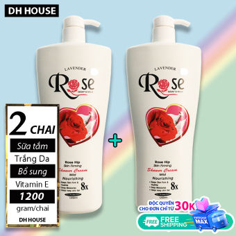 [ Combo 2 chai ] Sữa Tắm Dê Rose 8x Cao Cấp xuất Bungari Chai Khổng Lồ 1200ml x 2 chai (Date: 36 tháng) DHHOUSE