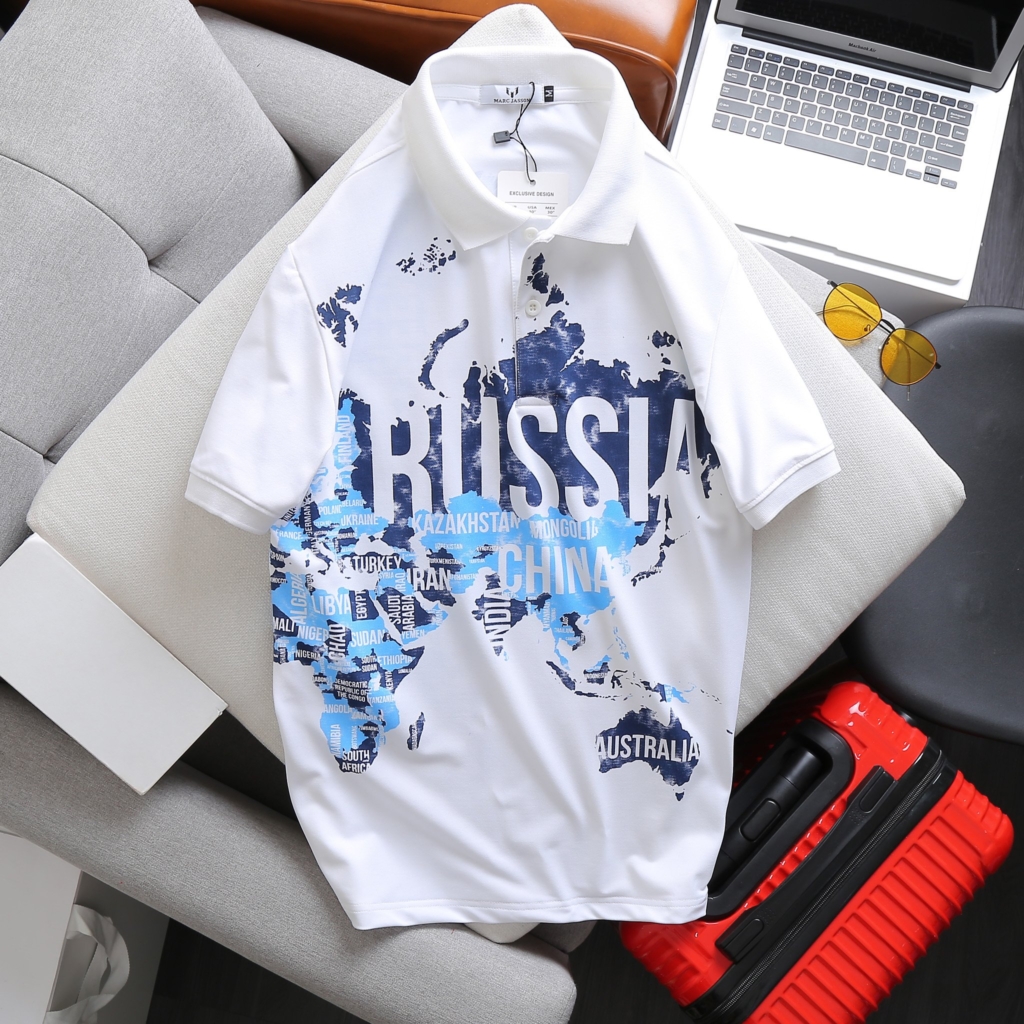 Áo polo nam Marc Jasson Russia P0041 - Áo thun nam cổ bẻ tay ngắn thun cá sấu poly mát mềm mịn có độ co giãn cao