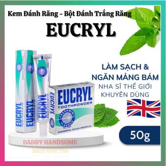 Bột tẩy trắng răng Eucryl combo kem đánh trắng răng bột trắng răng tẩy mảng bám cao răng thơm miệng hết hôi miệng Anh Quốc