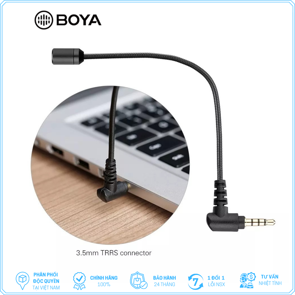 Boya by-um4 - mic thu âm cổng 3.5mm trrs | dành cho điện thoại và laptop - hàng chính hãng