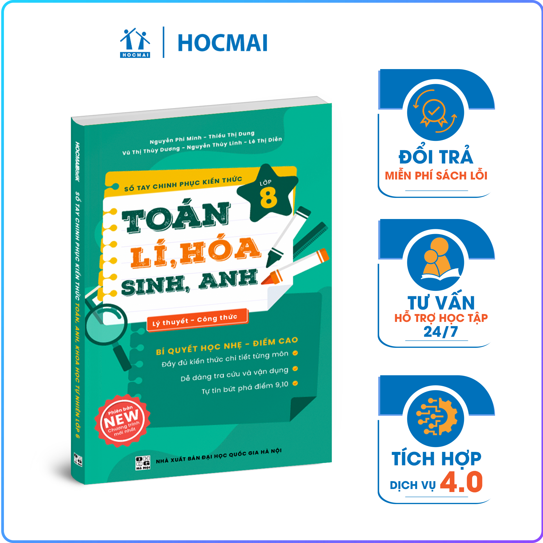 Sổ tay chinh phục kiến thức 5 môn toán - lí - hóa - sinh - anh lớp 8