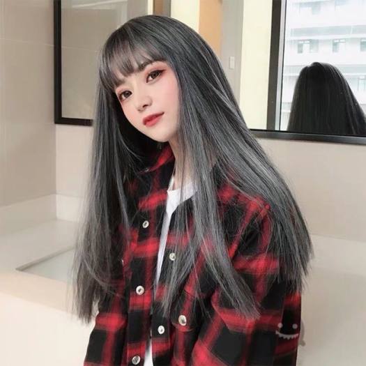 Tóc Giả Nữ Đẹp 💖FREESHIP💖 Tóc Giả Nguyên Đầu Thẳng Màu Xám Lạnh
