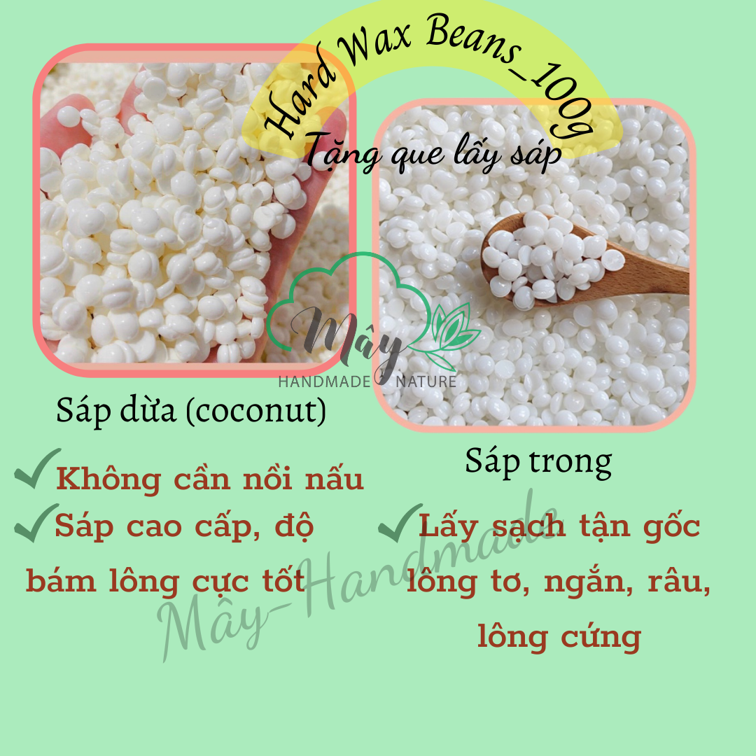 Sáp wax lông nóng hạt đậu hard wax bean  sáp wax dừa   wax nóng  trong suốt  siêu bám lông 100g sáp wax lông nách wat lông chân tay
