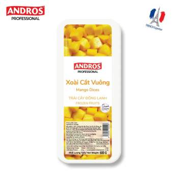 ANDROS - Xoài cắt vuông đông lạnh (Frozen Mango dices) - Trái cây đông lạnh - Hộp 600g