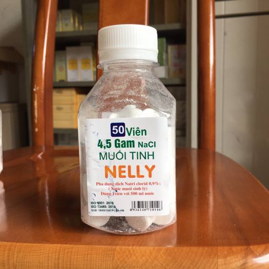 Viên Muối Sinh Lý tự pha NaCl 0.9% - NELLY An Phú - Nước Muối Súc Miệng Hàng Ngày - Tự Pha Dung Dịch Nước Muối Sinh Lý Dễ Dàng - Súc Miệng, rửa mũi - Hộp 50 viên