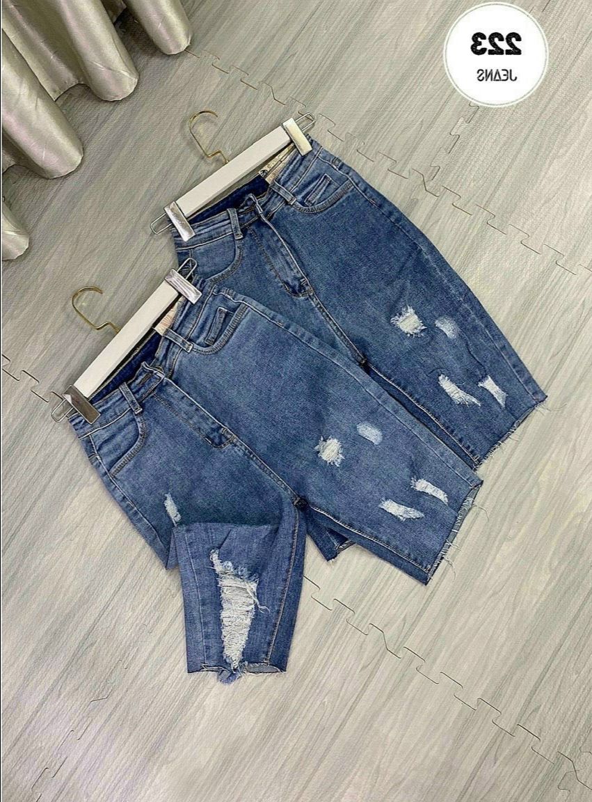 [HCM]Quần short jean nữ rách nhẹ màu xanh- Quần jean nữ lửng ngang đầu gối- Quần jean nữ ngố thời trang BINSTORE94 btmq561