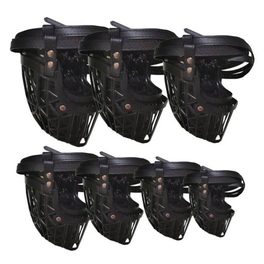 1 Bộ 7 Cái Rổ Mõm Chó Với Dây Đeo Bằng Da PU Có Thể Điều Chỉnh Nắp Che Miệng Chó Thời Trang, Chống Cắn An Toàn Dành Cho Thú Cưng D